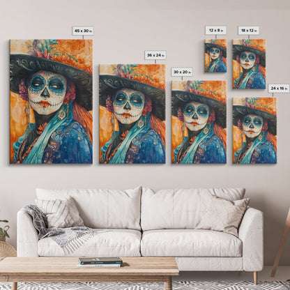 Dia De Los Muertos Framed Canvas Wall Art