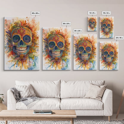 Sugar Skull Painting - Day of The Dead Framed Canvas