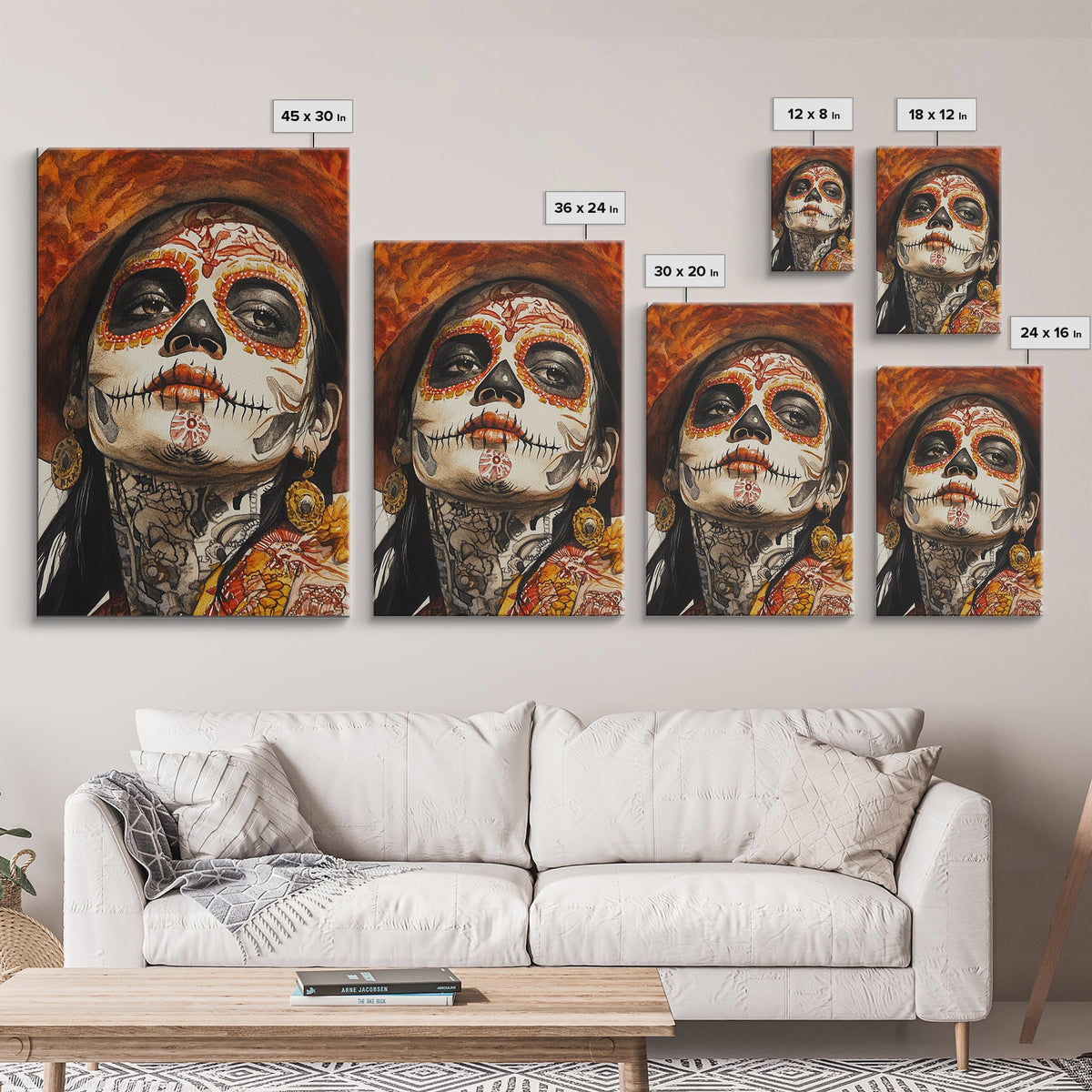 Day Of The Dead Portrait Framed Canvas Print