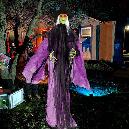 7.2 ft Witch with Lighted Eyes and Automatic Arm Movement