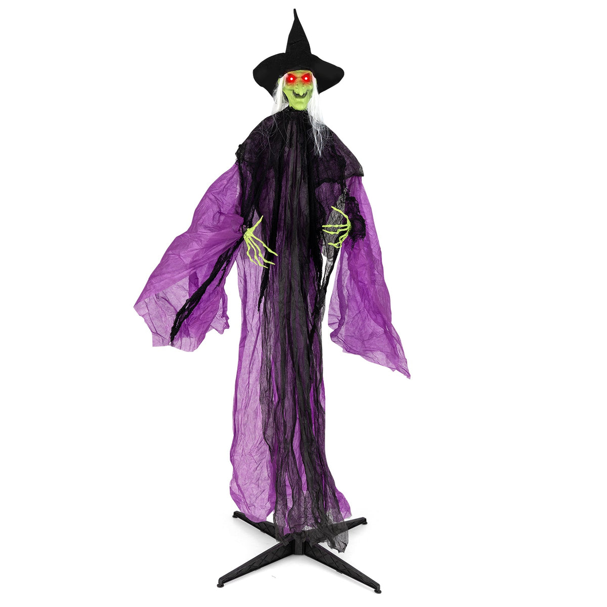 7.2 ft Witch with Lighted Eyes and Automatic Arm Movement