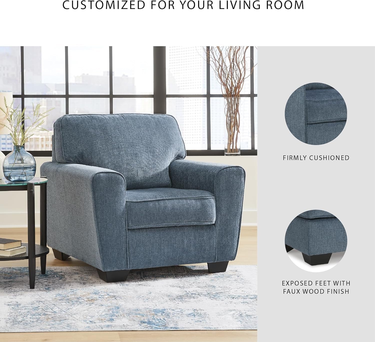Upholstered Accent Chair In Sky Blue