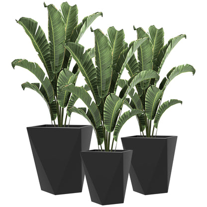 Set of 3 Tall Planters - Black