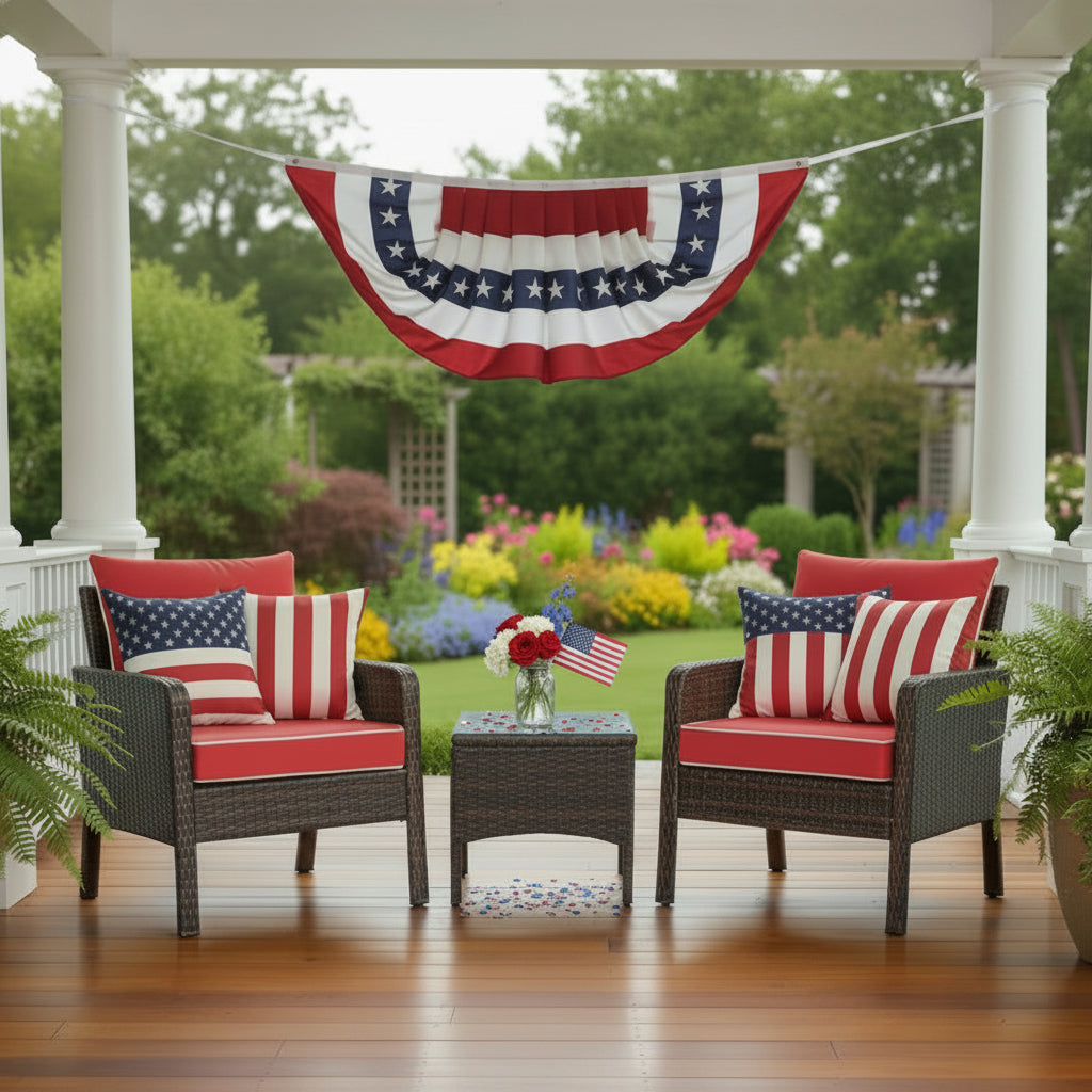 3 Piece Wicker Patio Conversation Set With Red Cushions