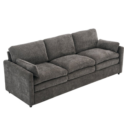 Cozy Upholstered Oversized 3-Seater Cloud Sofa in Dark Gray