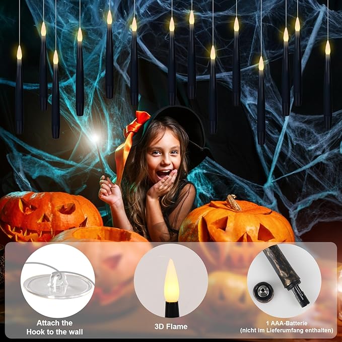Set of 22 Battery Operated Flameless Floating Candles - Black