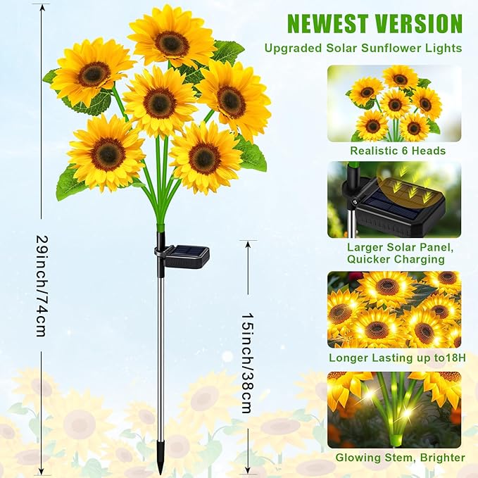 Sunflower Solar Lights - 4 Pack