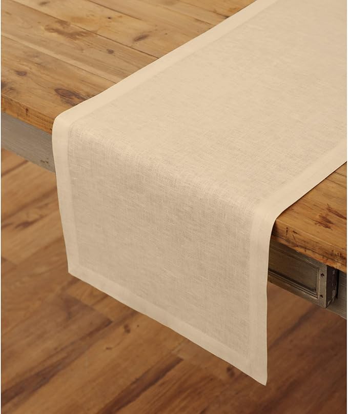 100% Pure Linen 14 x 90 Inch Table Runner - Beige