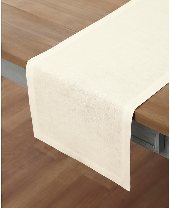 100% Pure Linen 14 x 72 Inch Table Runner - Cream