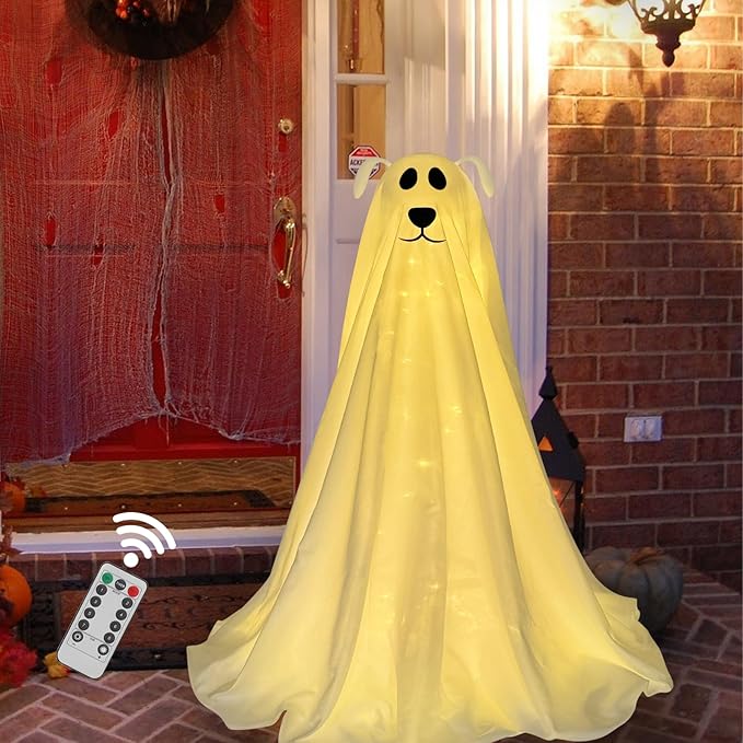 Light-Up Freestanding Ghost Dog with Remote