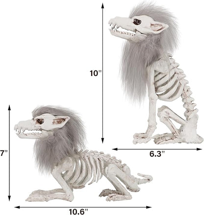 Set of 2 Halloween Wolf Skeleton Decorations - Indoor/Outdoor