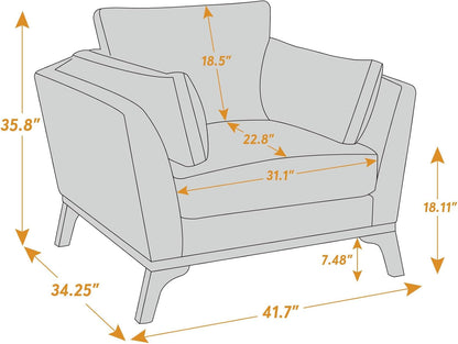 Large Linen Upholstered Accent Chair in Yellow