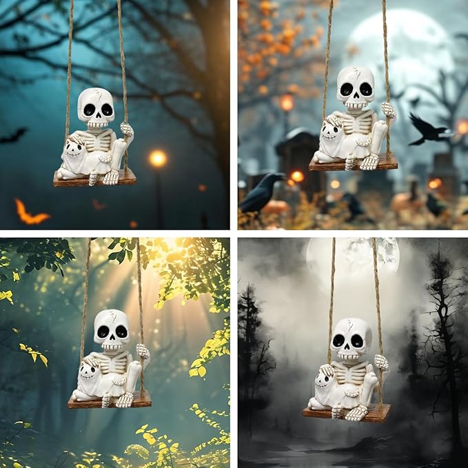 Halloween Resin Skeleton Swing Ornament