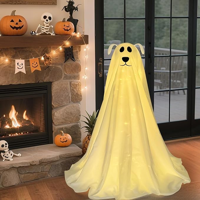 Light-Up Freestanding Ghost Dog with Remote