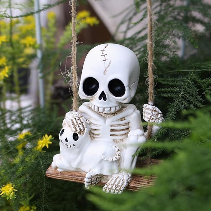 Halloween Resin Skeleton Swing Ornament
