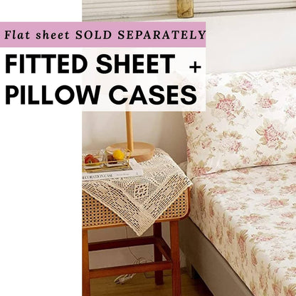 Hint of Mint Dainty Cottage Floral Cotton Fitted Sheet w/ Pillow Case