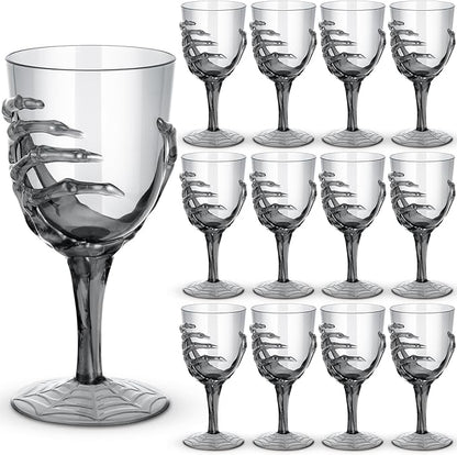 Set of 12 Halloween Skeleton Hand Goblets - 12oz Heavy-Duty Plastic