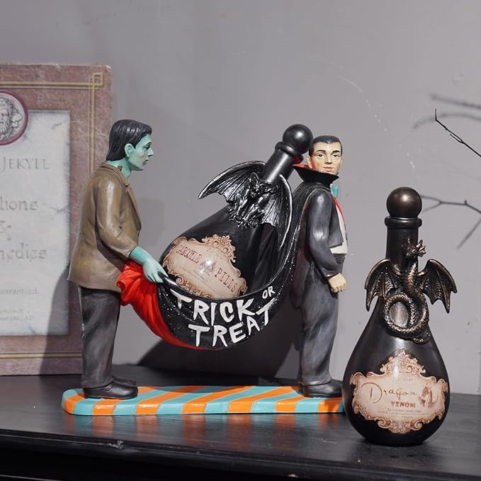 Black Resin Gargoyle Potion Bottle Halloween Decoration