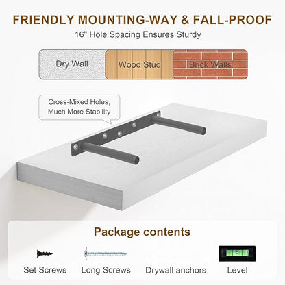 24" Floating Shelves, Set of 2 - White