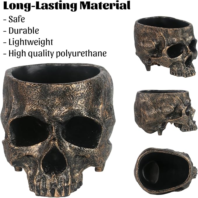 Large Skull Candy Bowl - Bronze Resin