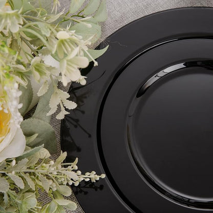 Set of 60 Heavy Duty Black Disposable Plates for 30 guests
