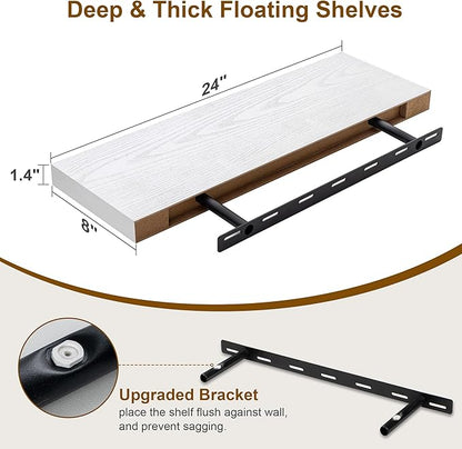 24" Floating Shelves, Set of 2 - White