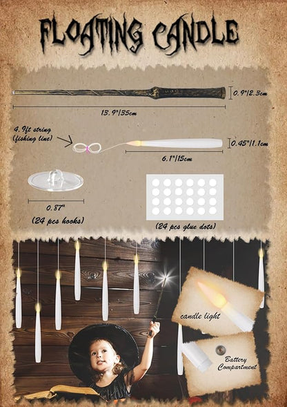 22-Piece Flameless Floating Candles with Magic Wand Remote Timer