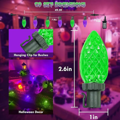 Purple and Green LED Indoor/Outdoor Halloween Lights
