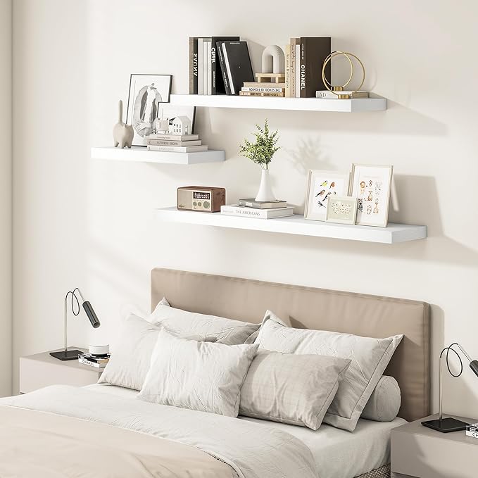 Set of 2, 36" Floating Shelves - White