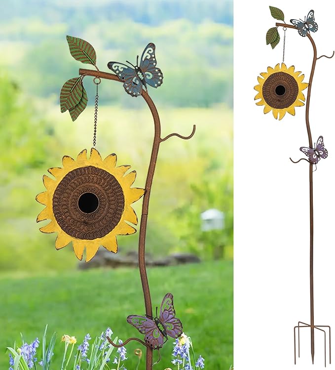 BAYN 57” Metal Wild Bird Feeder -Sunflower Birdhouse Stake