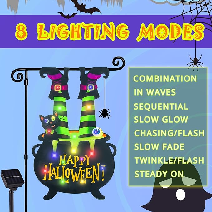 Solar LED Halloween Garden Flag - 12x18 Double Sided