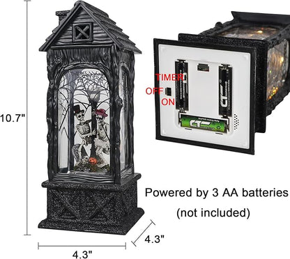 LED Halloween Snow Globe Lantern with 6-Hour Timer - Skeleton