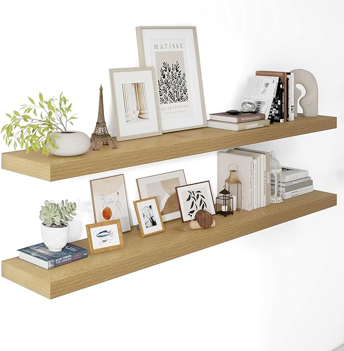 55" Heavy Duty Floatinf Shelves in Oak - Set of 2