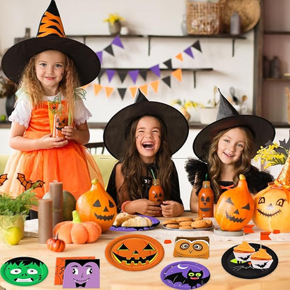105 Piece Assorted Halloween Paper Plates &amp; Napkins - Serves 30