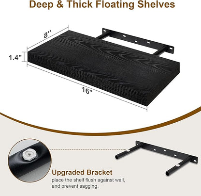 Set of 2 16" Floating Shelves - Black