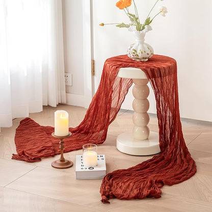 Terracotta Cheesecloth Table Runner - 10 ft