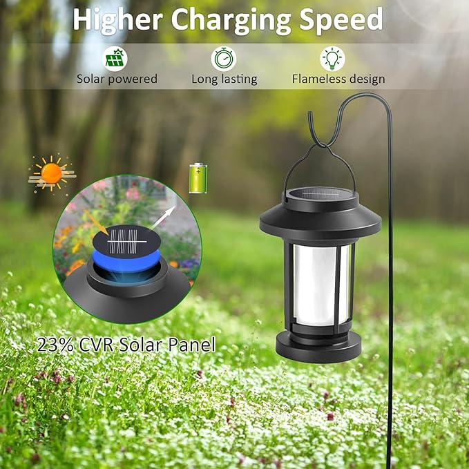 2 Pack Flickering Flameless Solar Lanterns