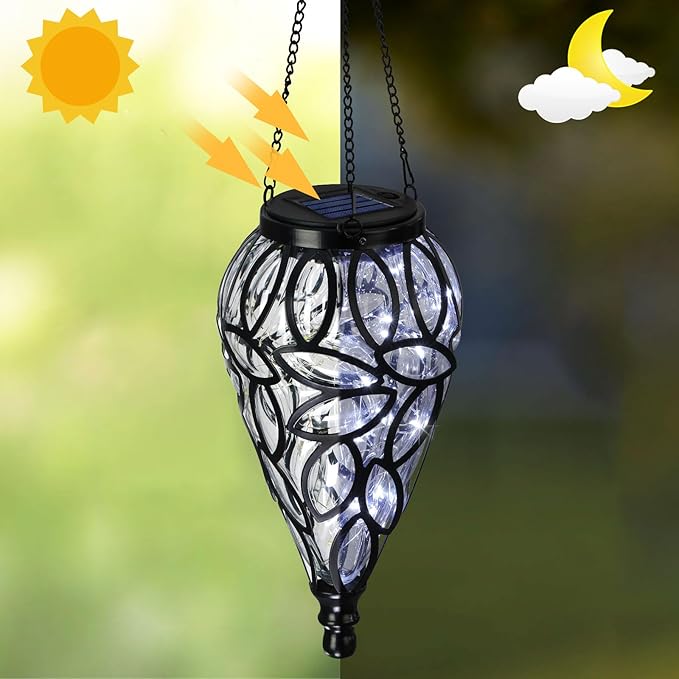 Outdoor LED Solar Hanging Lantern - Cool White