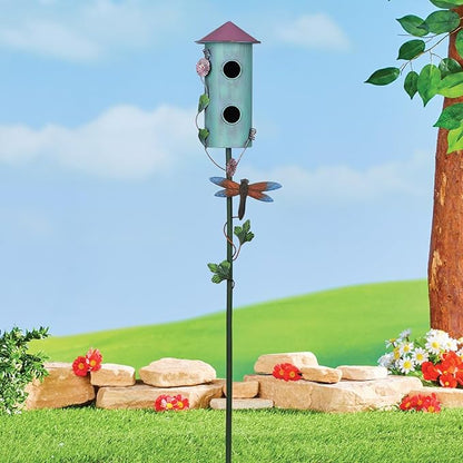 BAYN 57” Metal Wild Bird Feeder Double-Hole Birdhouse Stake