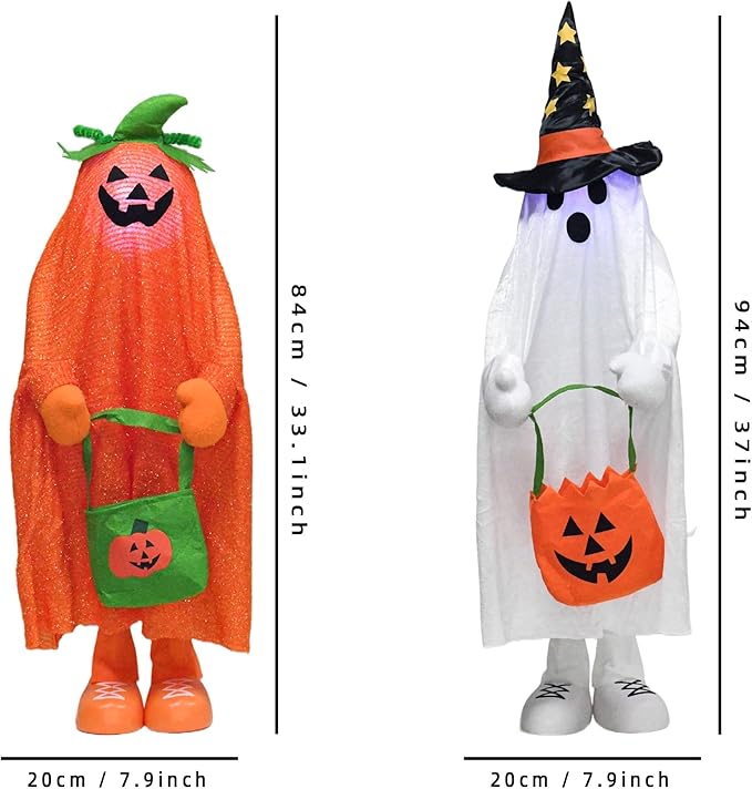 32" Light up Halloween Trick or Treater Indoor and Outdoor Decoration - Pumpkin