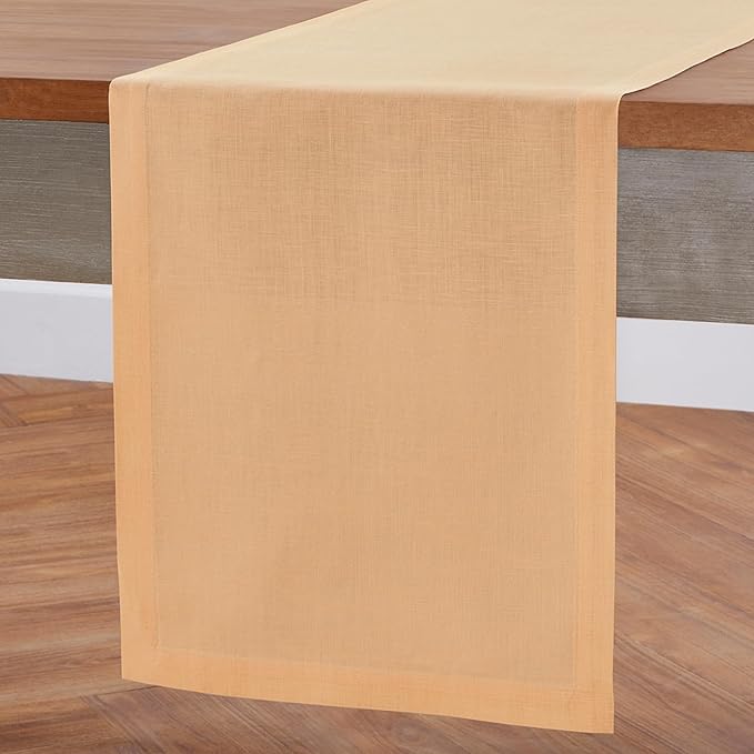 100% Pure Linen Table Runner - 14 x 36 Inch, Peach