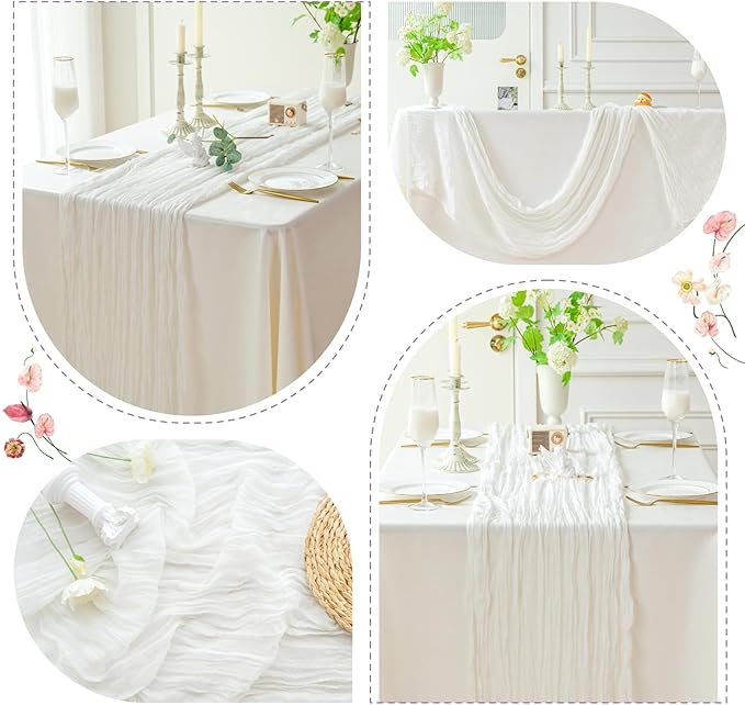 Gauze Table Runner - 10 ft Ivory