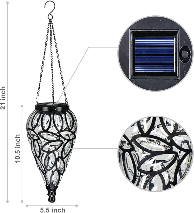 Outdoor LED Solar Hanging Lantern - Cool White