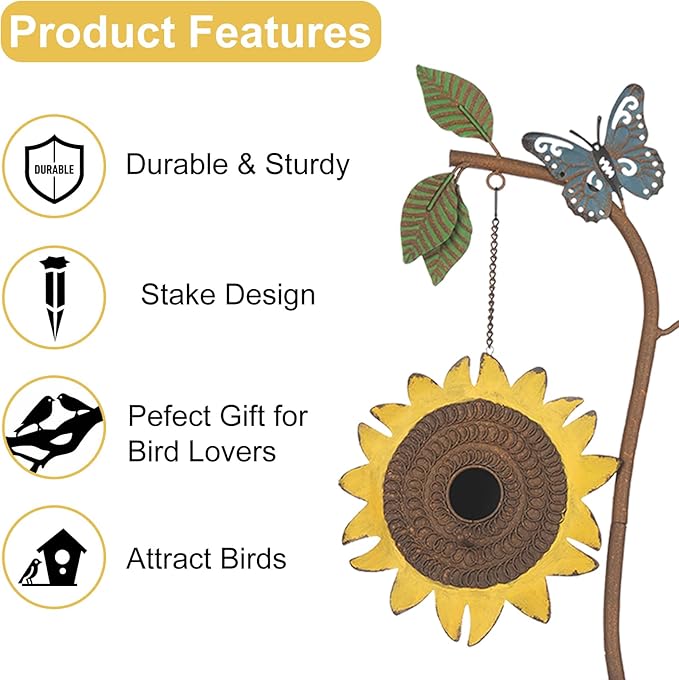 BAYN 57” Metal Wild Bird Feeder -Sunflower Birdhouse Stake