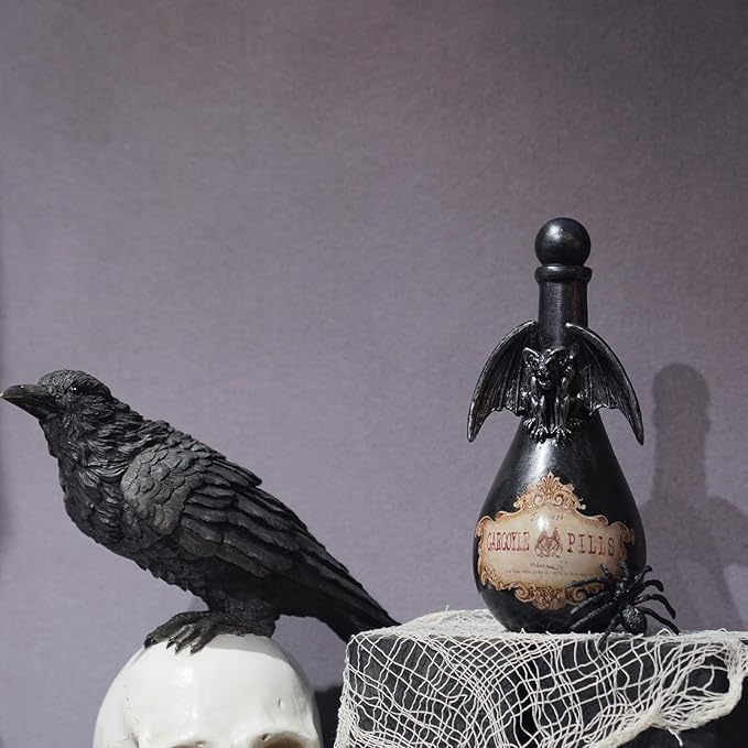 Black Resin Gargoyle Potion Bottle Halloween Decoration