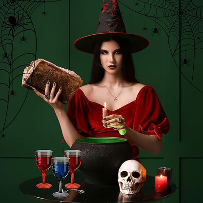 Set of 24 Halloween Skeleton Hand Goblets - 12oz Clear/Black/Red