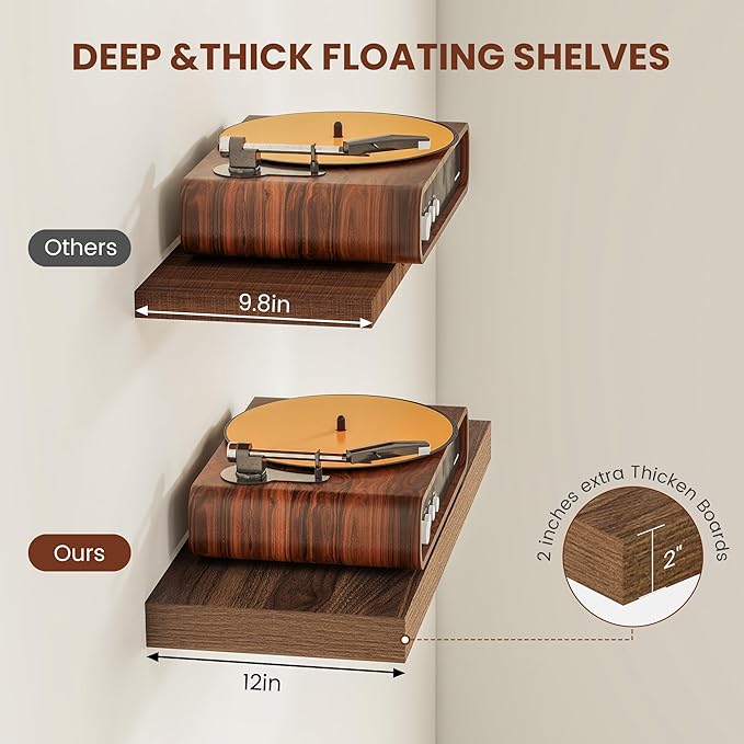 55" Wide Floating Shelves - Heavy Duty Walnut