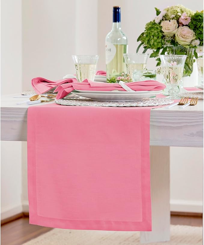 100% Pure Linen Table Runner 14 x 120 Inch - Pink Carnation