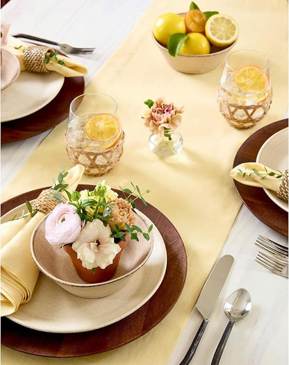 100% Pure Linen Butter Yellow Table Runner - 14 x 60 Inch
