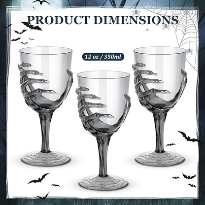 Set of 12 Halloween Skeleton Hand Goblets - 12oz Heavy-Duty Plastic
